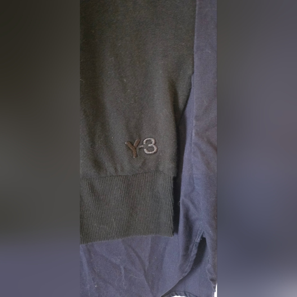 Rare Y-3 Yohji Yamamoto Adidas Black/Navy Blue Mixed Media Hoodie Shirt Size XS - Picture 3 of 6